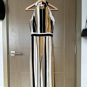 Yellow, Gold, Black Striped Halter Jumpsuit X-Small